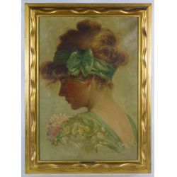 Harry Roseland (American, 1868-1950) "Head Study" Oil on Canvas