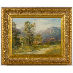 Walter Albert Engelhardt (American, 1893-1956) "Mountains" Oil on Board