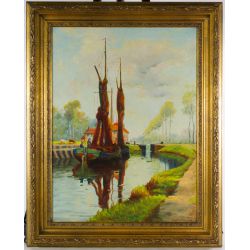 Douglas Conway (American, 20th Century) "Sailboats" Oil on Canvas
