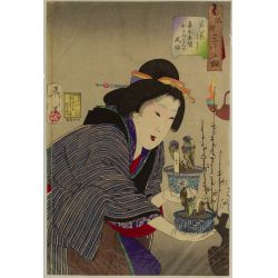 Yoshitoshi (Japanese, 1839-1892) "Looking Indecisive" Woodblock Print