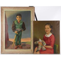 Carl Tolpo (American, 1901-1976) "Beeny Boy" and "Daughter Caroline" Oil on Canvas