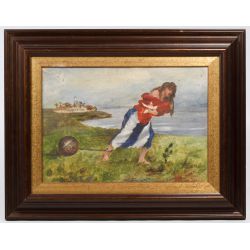 Unknown Artist (American, 19th / 20th Century) "Platt Amendment" Oil on Canvas