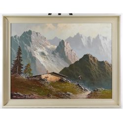 G. Lorett (German, 20th Century) "Austrian Alps" Oil on Canvas