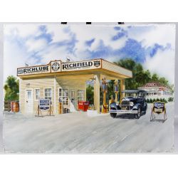 Jack Schmitt (American, 20th Century) "Partners in Power" Watercolor on Paper