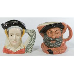 Royal Doulton D6287 Falstaff and D6653 Anne of Cleves Toby Mugs