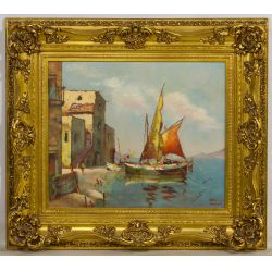 Helen Todd Hammond (American, 20th Century) "Sailboat" Oil on Canvas