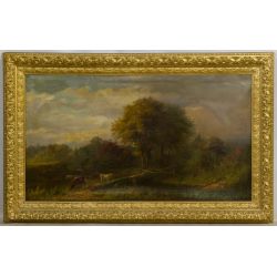 (In the Style of) John Francis Murphy (American, 1853-1921) "Cattle in the Field" Oil on Canvas