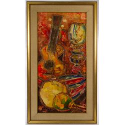 Markus (European, 20th Century) "Musical Instruments" Oil on Canvas