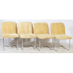 Mid-Century Modern Chrome Upholstered Side Chairs by Design Institute of America