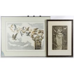 Curt Frankenstein (American, 1920-2009) Hand Colored Etchings