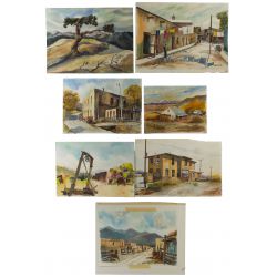 Francis Hanson (American, 20th Century) "Western Scenes" Watercolors