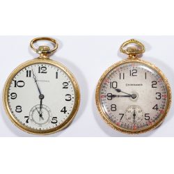 South Bend Watch Co. Studebaker Gold Filled Open Face Pocket Watches