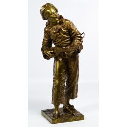 (After) Eutrope Bouret (French, 1833-1906) "Au Clair Del A Lune" Bronze Statue