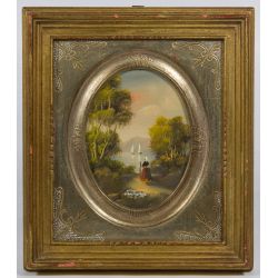 Otto Van Thoren (Austrian, 1828-1889) "Old World Miniature" Oil on Board