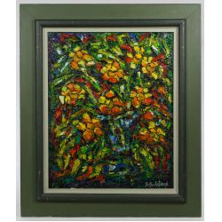 Jadvyga Paukstiene (Lithuania, 20th Century) "Spring Flowers" Oil on Board