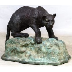 (After) Georges Gardet (French, 1863-1939) Patinated Cast Bronze Leopard Statue