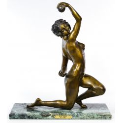 (After) Affortunato Gory (Italian, 1895-1925) "Nude with Ball" Bronze Statue