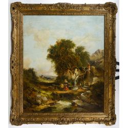 Joseph Horlor (British, 1809-1887) "An Overshot Mill" Oil on Canvas