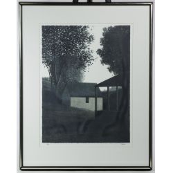 Robert Kipniss (American, b.1931) "Backyard III" Color Tinted Lithograph