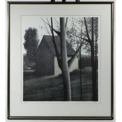 Robert Kipniss (American, b.1931) "Backyard IV" Tinted Lithograph