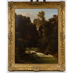 F. Bate (United Kingdom, fl.1883-1885) "The Gorge, Italy" Oil on Canvas