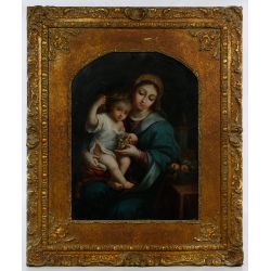 Unknown Artist (European, 19th Century) "Mother and Child" Oil on Board