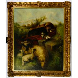 Ernst Czernotzky (Austrian, 1869-1937) "Sheep" Oil on Canvas Board