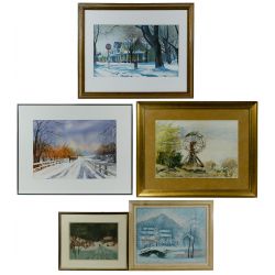 Various Artists (American, 20th Century) Painting, Watercolor and Print Landscape Assortment