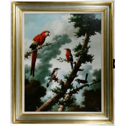 Manuel Navarro (Spanish, 1936-2002) "Birds on Branches" Oil on Canvas