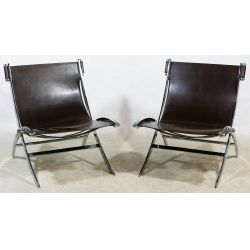 Chrome and Leather "Timeless" Sling Chairs by Antonio Citterio for Flexform