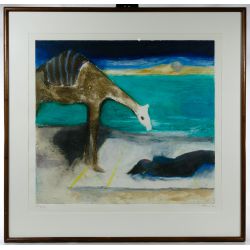 Anthony Fry (English, 1927-2016) "Camel and Nude" Mixed Media on Paper