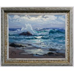 Charles Vickery (American, 1913-1998) "Moonlight" Oil on Board
