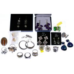 Sterling Silver and Semi-Precious Gemstone Earring and Ring Assortment