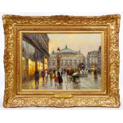 Edouard Cortes (French, 1882-1969) "Avenue de lOpera" Oil on Canvas