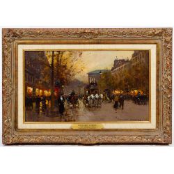 Edouard Cortes (French, 1882-1969) "Boulevard de Capucine" Oil on Canvas