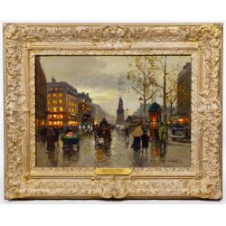 Edouard Cortes (French, 1882-1969) "Place Clichy" Oil on Canvas