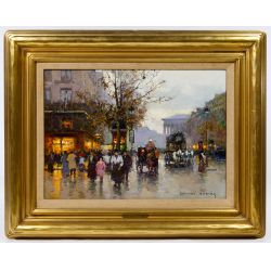 Edouard Cortes (French, 1882-1969) "Boulevard de la Madeleine" Oil on Canvas