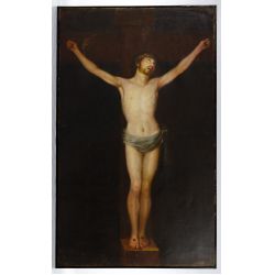 (Style of) Goya (Spanish, 19th Century) "Cristo Crucificado" Oil on Canvas