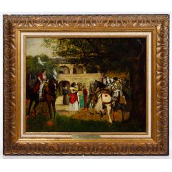 Baron Hendrick Jan Augustyn Leys (Dutch, 1815-1869) "Farewell to Crusaders" Oil on Canvas