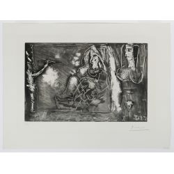 Pablo Picasso (Spanish, 1881-1973) "Dans lAtelier" Aquatint and Drypoint