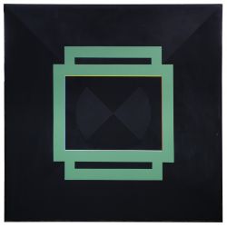 John K Cannon (American, b.1942) "Green Composition on Two Blacks" Oil on Canvas