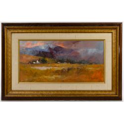 Ted Goerschner (American, 1933-2012) "Snow on the Peaks" Oil on Board