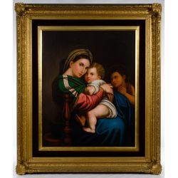 (After) Raphael (Italian, 1483-1520) "Madonna Della Sedia" Oil on Canvas