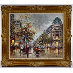 Antoine Blanchard (European, 1910-1988) "Theatre du Vaudeville" Oil on Canvas