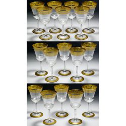 St. Louis Crystal and Continental Glass Gold "Thistle" Water Goblet Collection