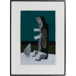 Azechi Umetaro (Japanese, 1902-1999) "Mountain Man" Woodblock Print