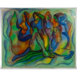 (Attributed to) Abraham S. Weiner (American, 1897-1982) "Quorum" Oil on Masonite