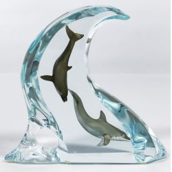 Robert Wyland (American, b.1956) "Dolphin Light" Lucite and Metal Sculpture