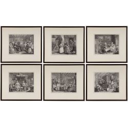 William Hogarth (English, 1697-1764) "A Harlots Progress" Series Copper Engravings