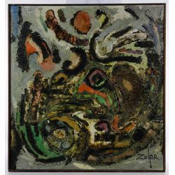 E. Michael Zolpe (American, 1927-2007) Encaustic and Oil on Canvas